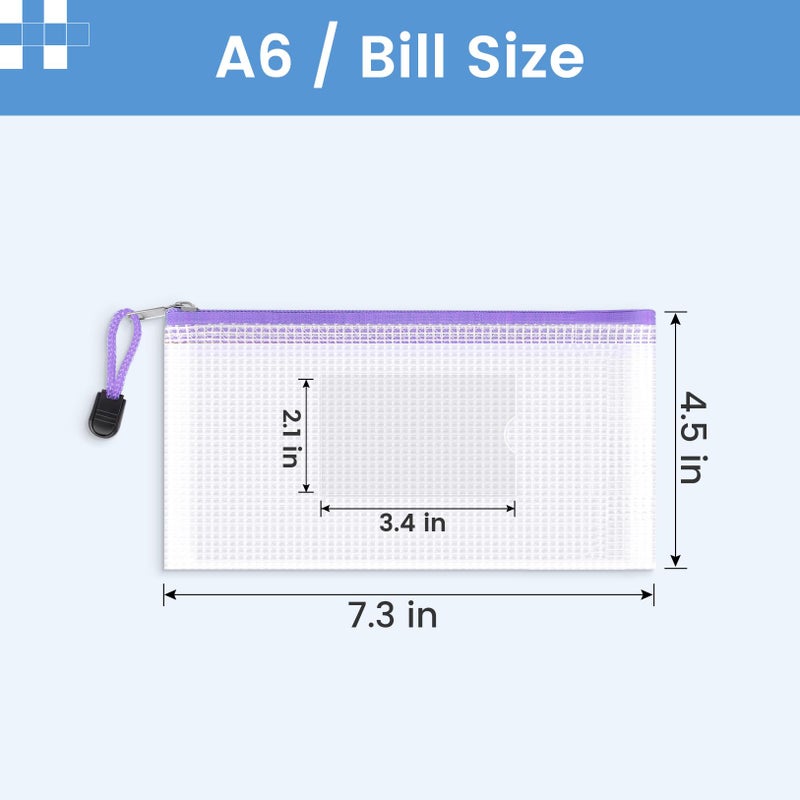 Sooez 24 Pack Mesh Zipper Pouch Bags with Label Pocket, A6 (9.1Ã—4.7 in) Small Pencil Case Pouch for Organizing, Clear Plastic Pencil Pouches Bulk for School Supplies Storage, Money Envelopes for Cash - Image 2